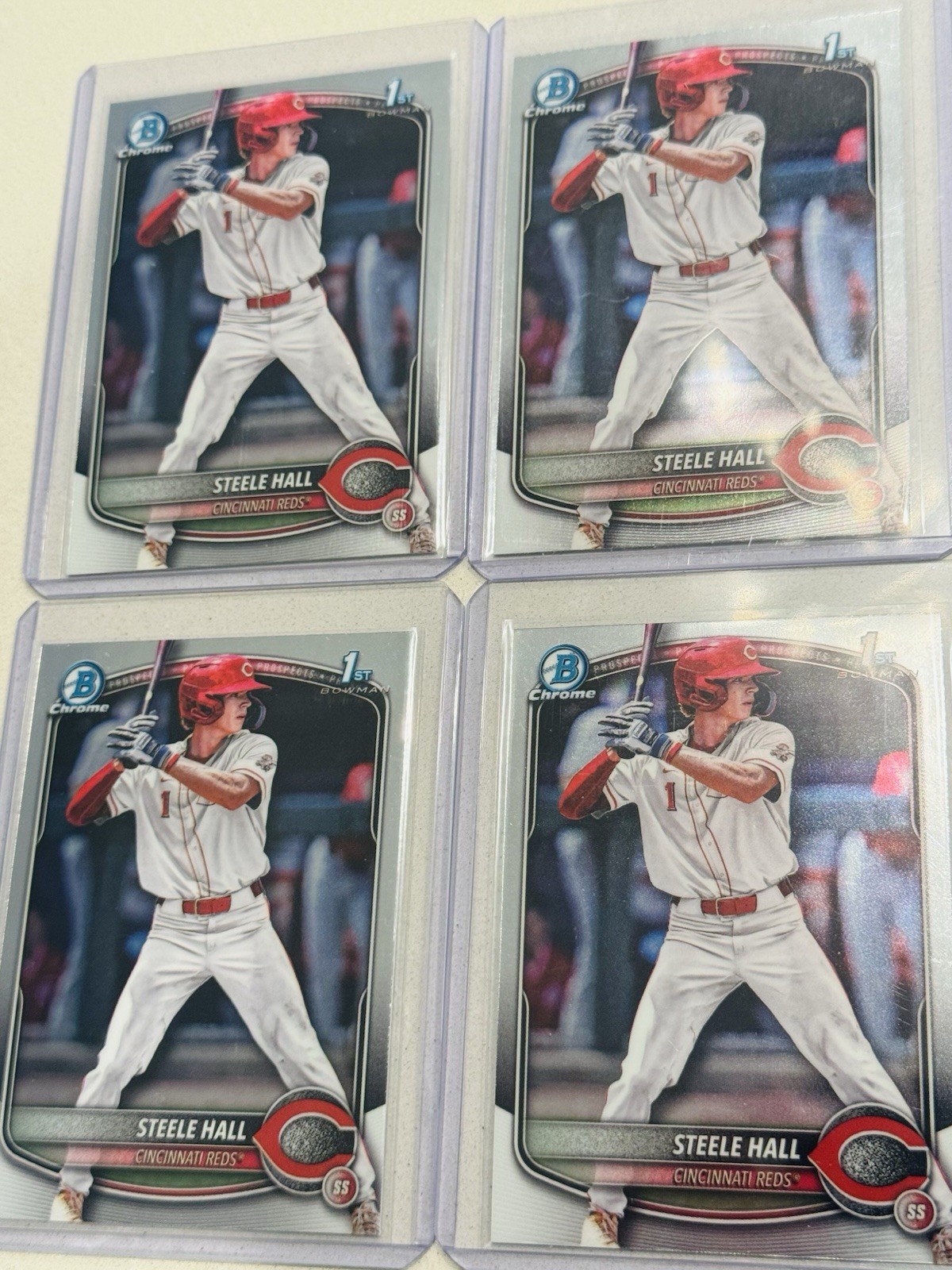 (4) STEELE HALL 2025 Bowman Draft Chrome 1st #BDC-20 Reds