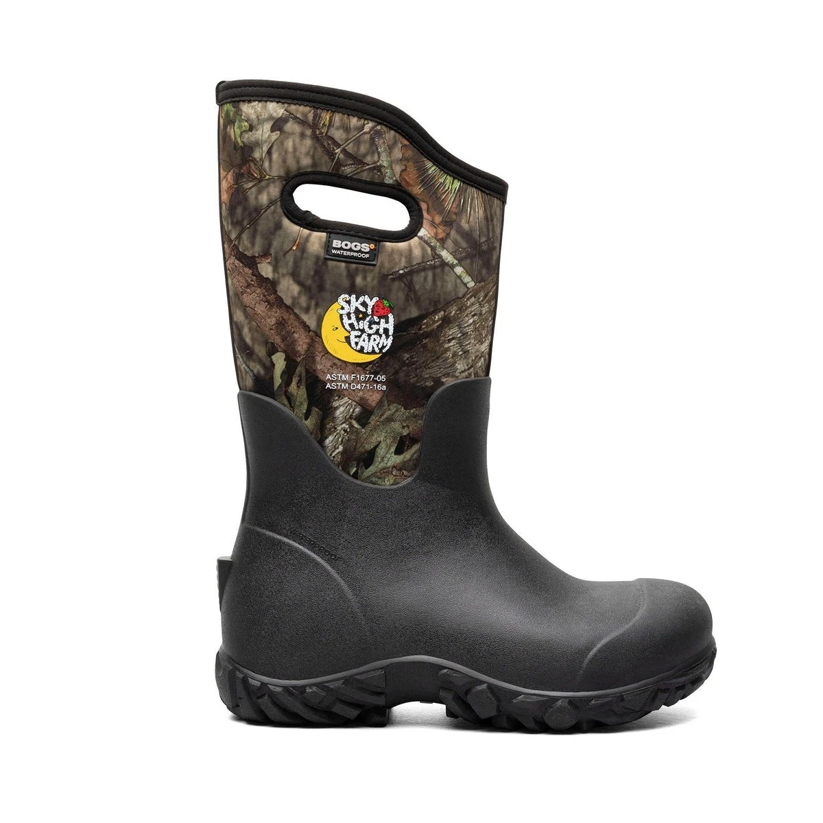 Bogs Waterproof Sky High Farm Worker Boots Mossy Oak Black 79098-973 Men's 14
