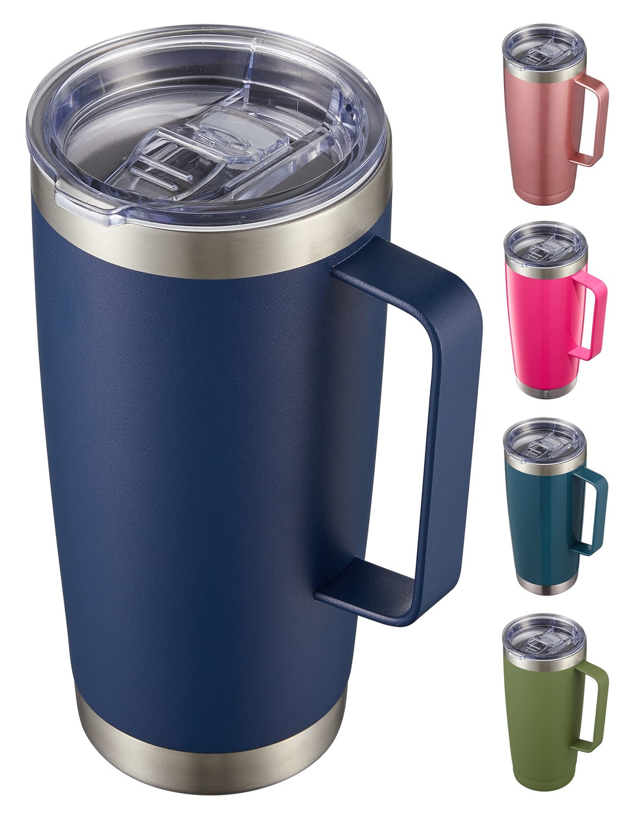 20 oz Insulated Travel Tumbler with Lid Straw Handle Double Wall Stainless Steel