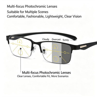 Photochromic Progressive Multifocal Reading Glasses Anti Blue Light Men Readers