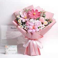 Crochet Flower Bouquet Premium Edit, Handmade Knitted Faux Crochet