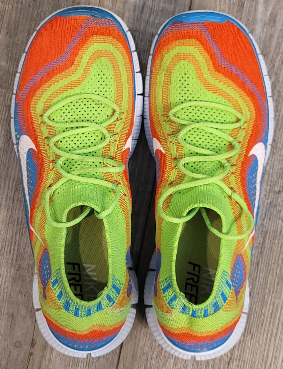 NIKE Free Flyknit+ Electric Green Rainbow 615805-316