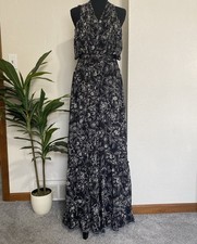 Petal + Pup Lennon Black Halter Maxi Dress White Floral Feminine Romantic XL NEW