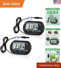 2 Pack Digital Aquarium Thermometer with Large LCD Display - Accurate Reliable