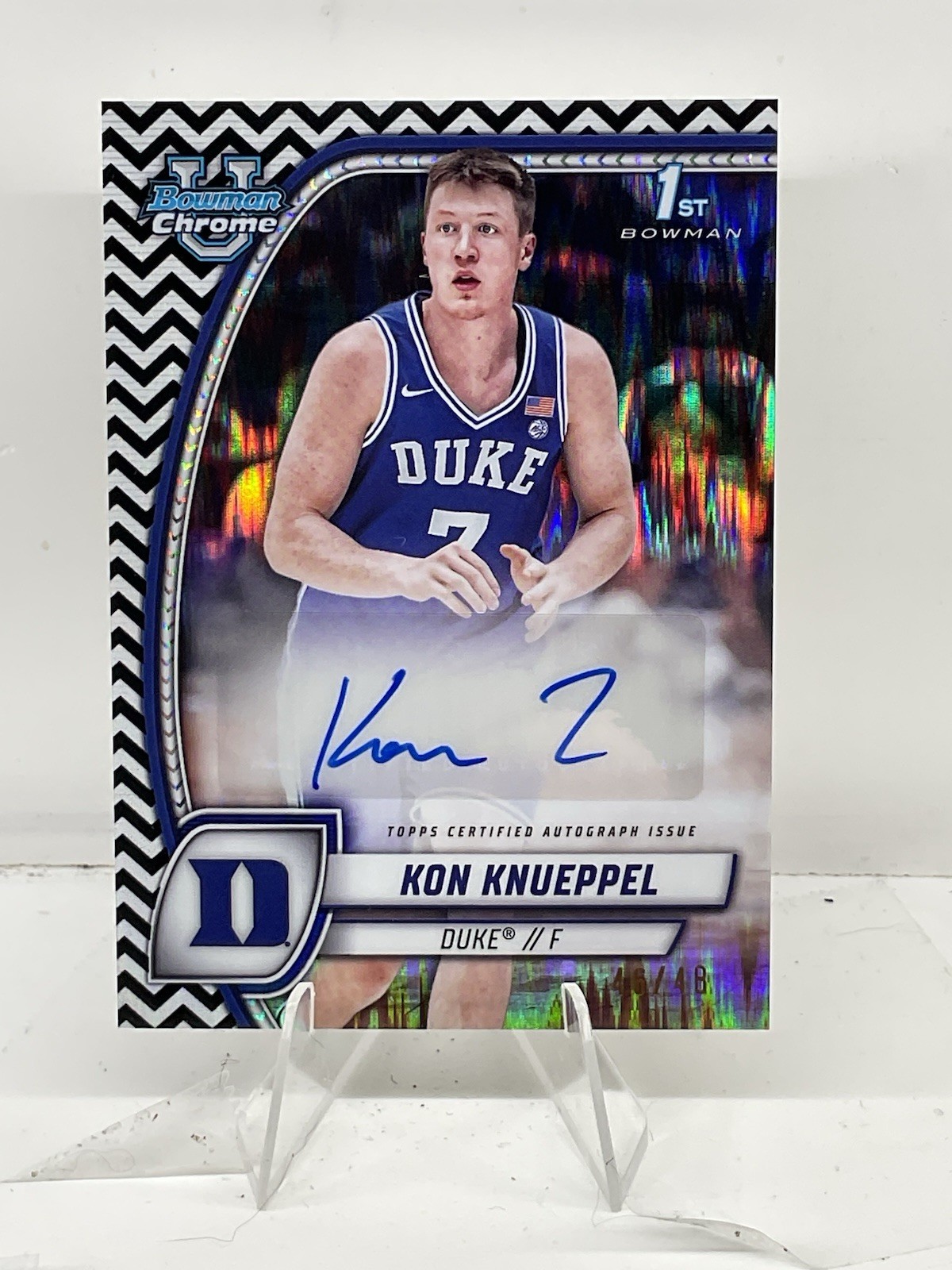 Kon Knueppel 2024 Bowman U Chrome #48 Black White Stealth Refractor Auto /48