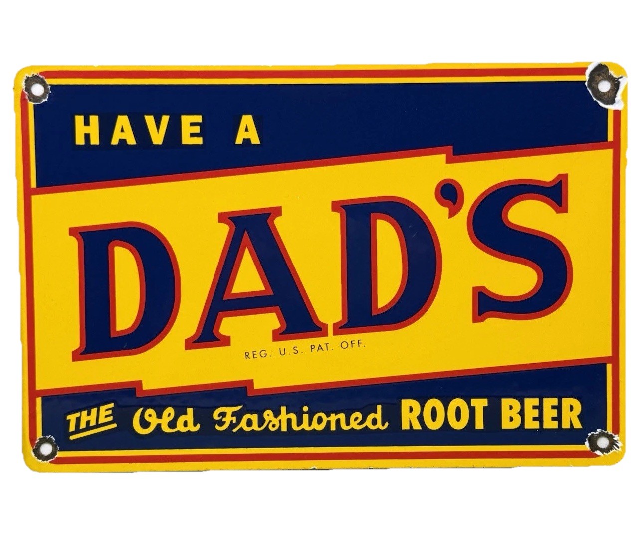 VINTAGE DAD'S ROOT BEER PORCELAIN SIGN GAS STATION OIL COCA COLA PEPSI A & W