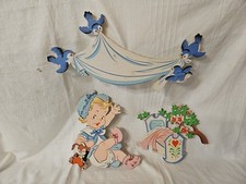 VTG 1952 Dolly Toy Co. Mother Goose Pin Up "Rock-A-Bye Baby" Wall Hangings MCM