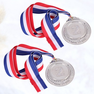  2pcs Metal Award Medaillen mit Neck Ribbon Wheats Gewinner Medaille für