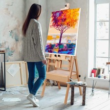 US Art Supply French Easel Wooden H-Frame Studio Easel, Adjustable Beech wood