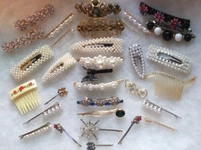 Vintage To Now Lot Of Womens Hair Barrettes, Clips And Pins Lot Of 32 Pcs.