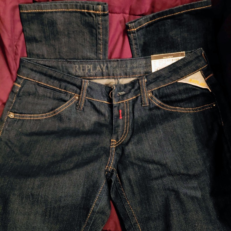 Replay Truecast Straight Jeans Bling Beaded Embellished Womens 28