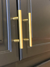 10 Pack Brushed Brass Cabinet Handles Pulls 5" Length 3" Hole Centers Drawer