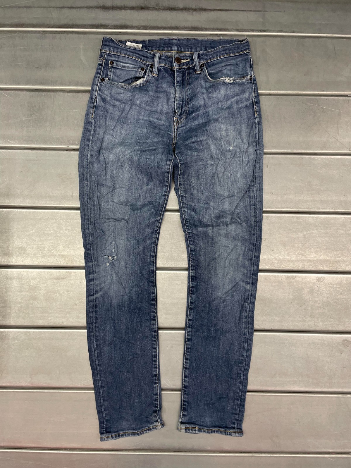 Levis 511 Jeans Mens 29X30 Blue Medium Wash Denim Slim Straight Leg Distressed