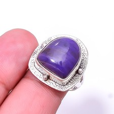 Purple Charoite - Siberia Designer Handmade 925 Sterling Silver Ring s.8 Sku34