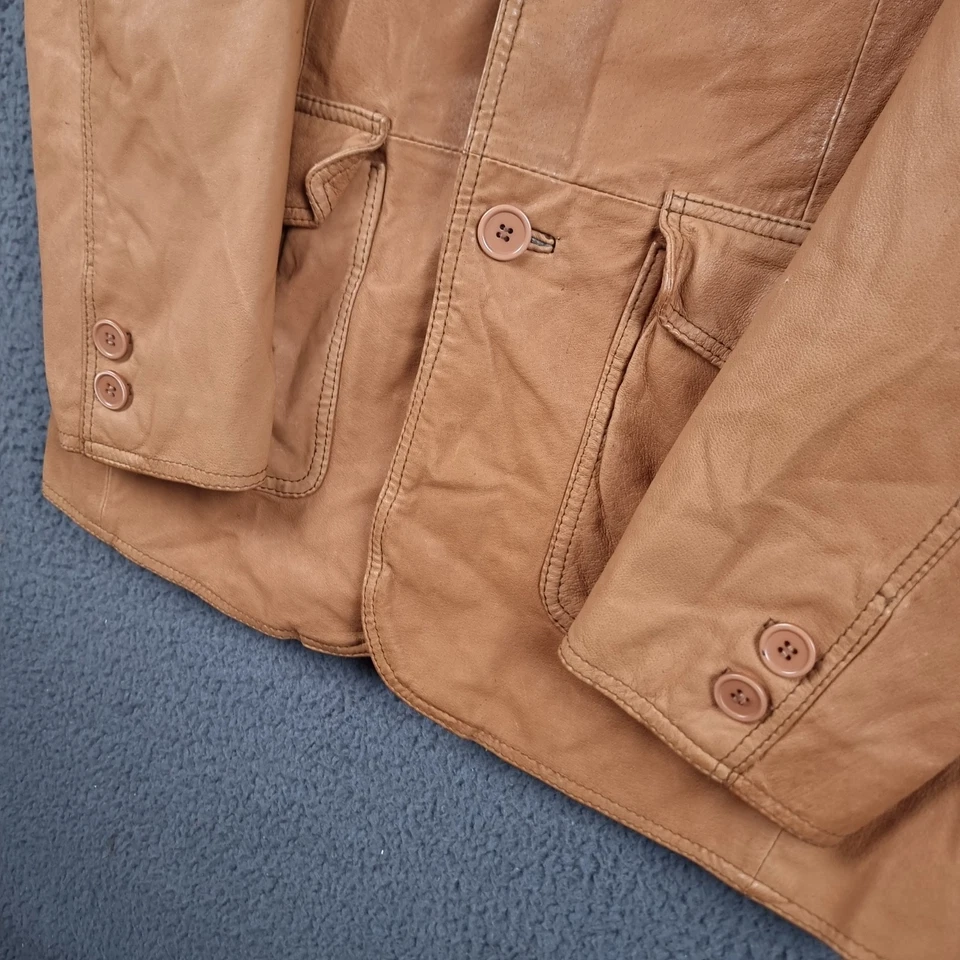 Vintage LE FROG Leather Jacket Mens M Medium Tan Brown Safari Hunting - Image 4 of 4