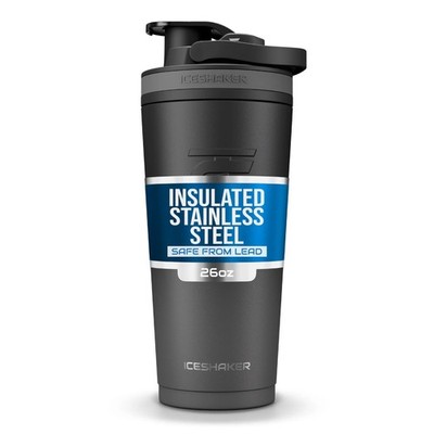 Insulated Stainless Steel Shaker Bottle | 26oz, Grey Color Rush | Cold for 24...