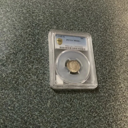 Mercury 1945-S Silver Dime PCGS MS66+ Business Strike San Francisco Graded Coin