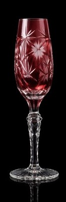 Vintage Ruby Cut To Clear Crystal Champagne Flute Starburst 9  Replacement