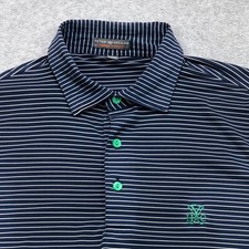 Peter Millar Summer Comfort Polo Shirt Men's Medium Blue Stripe Golf Performance