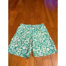 Wonder Nation Boys XL 14-16 Swim Trunks Teal White Hibiscus Floral Mesh Lined