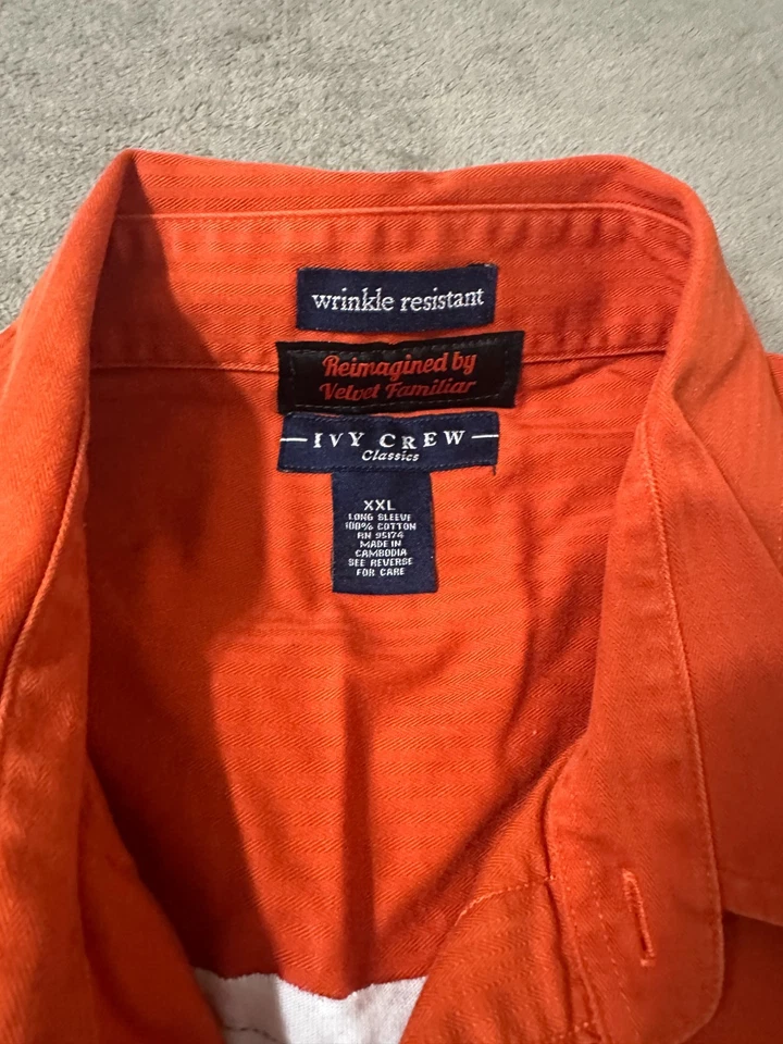 Camisa con botones naranja personalizada Skull Horror para hombre talla XXL de Velvet Familiar Foto 4 de 4