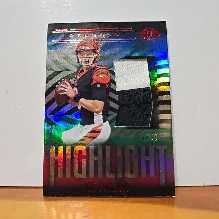 Panini Illusions 2021 Joe Burrow Highlight Swatches HS-JB Red 02/99 MEM