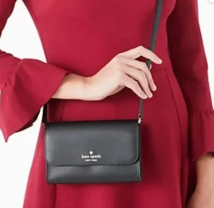 Tracolla Kate Spade Brynn piccola patta nera Saffiano K4804