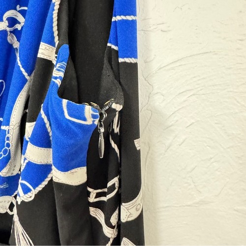 Abito midi donna Lauren Ralph Lauren blu nero stampa catena 12 senza maniche - Foto 8 di 13