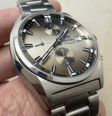 Orient Chronograph Quarzuhr 3-seitig geschliffenes Glas Herren echt authentis...