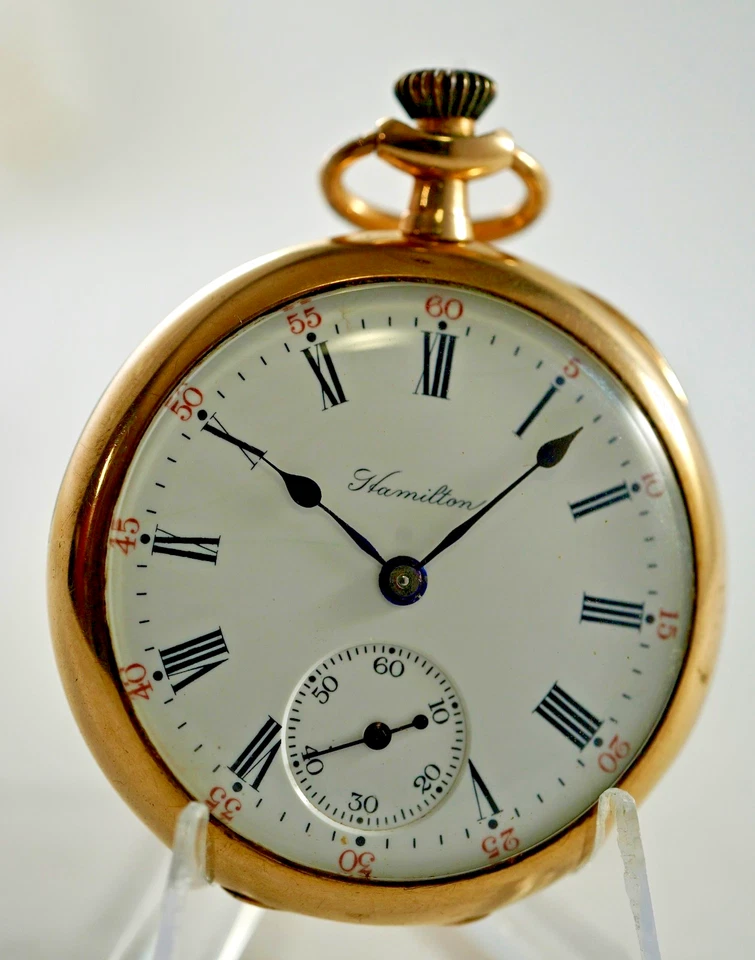 Reloj Bolsillo Hamilton 1919 Triple Firmado Grado 974 Modelo 2 17J 16S 25 Años GF Funciona Foto 3 de 4