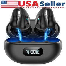 Bluetooth 5.3 Headset Wireless Ear Clip Earbuds Bone Conduction Headphones Sport