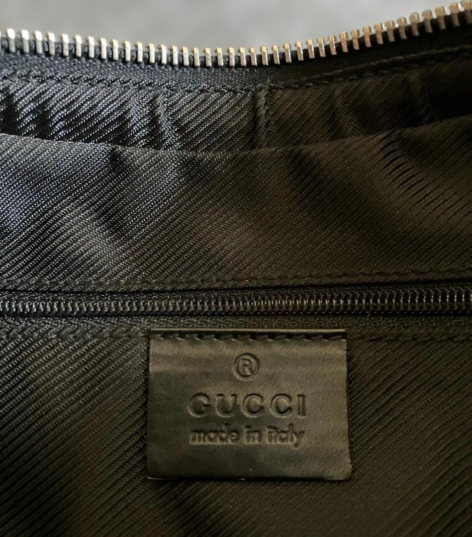 Excellent Rare GUCCI Hand One Shoulder Bag GG Black Canvas Old image 8