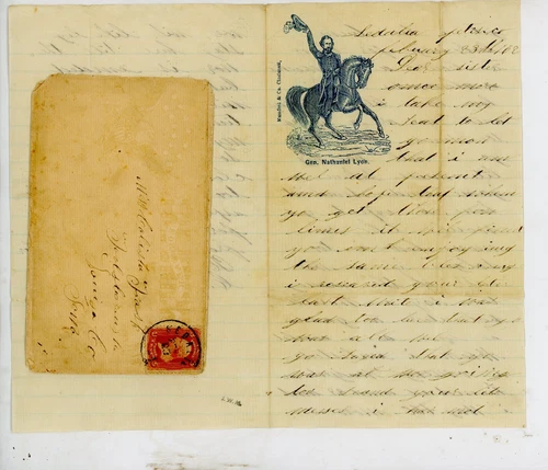 Civil War Patriotic Lettersheet Used with letter Gen. Lyon