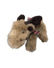Russ Berrie Plush Moose Mac Brown Jointed 7  Plaid Bow Stuffed Animal Toy
