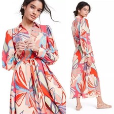 Alexis for Target Mixed Floral Long Sleeve 70’s Robe Party Dress Size Small