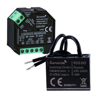 Set ohne NLeiter  Zigbee 3.0 SchaltAktor Mini 2 plus Bypass  keine Dimmfunktion