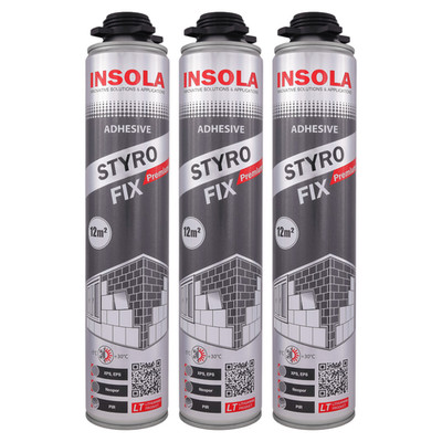 Dämmstoffkleber Perimeterkleber INSOLA 3 x 850 ml PU Klebeschaum WDVS EPS XPS