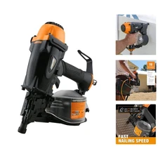 Adjustable 15-Degree Pneumatic Nail Gun with Safety Lock and Comfort Grip Handle