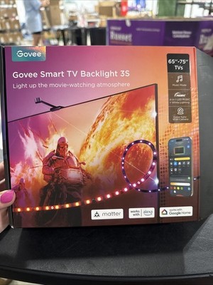 Govee Smart TV Backlight 3S for 65'' to 75'' TVs, Color Sync & Fish-Eye Correction