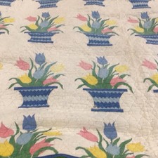 Basket Of Flowers Quilt, 68 X 76  Throw  0612