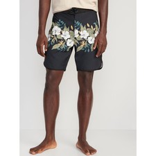 Old Navy Size 38 Black Floral Print Built-In Flex Board Shorts Swim Trunks NWT