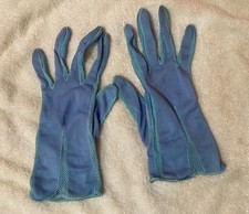Ladies Blue Vintage Church Gloves