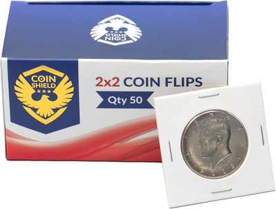 50 Half Dollar 2X2 Premium Cardboard Coin Flips Paper Holders Mylar Archival