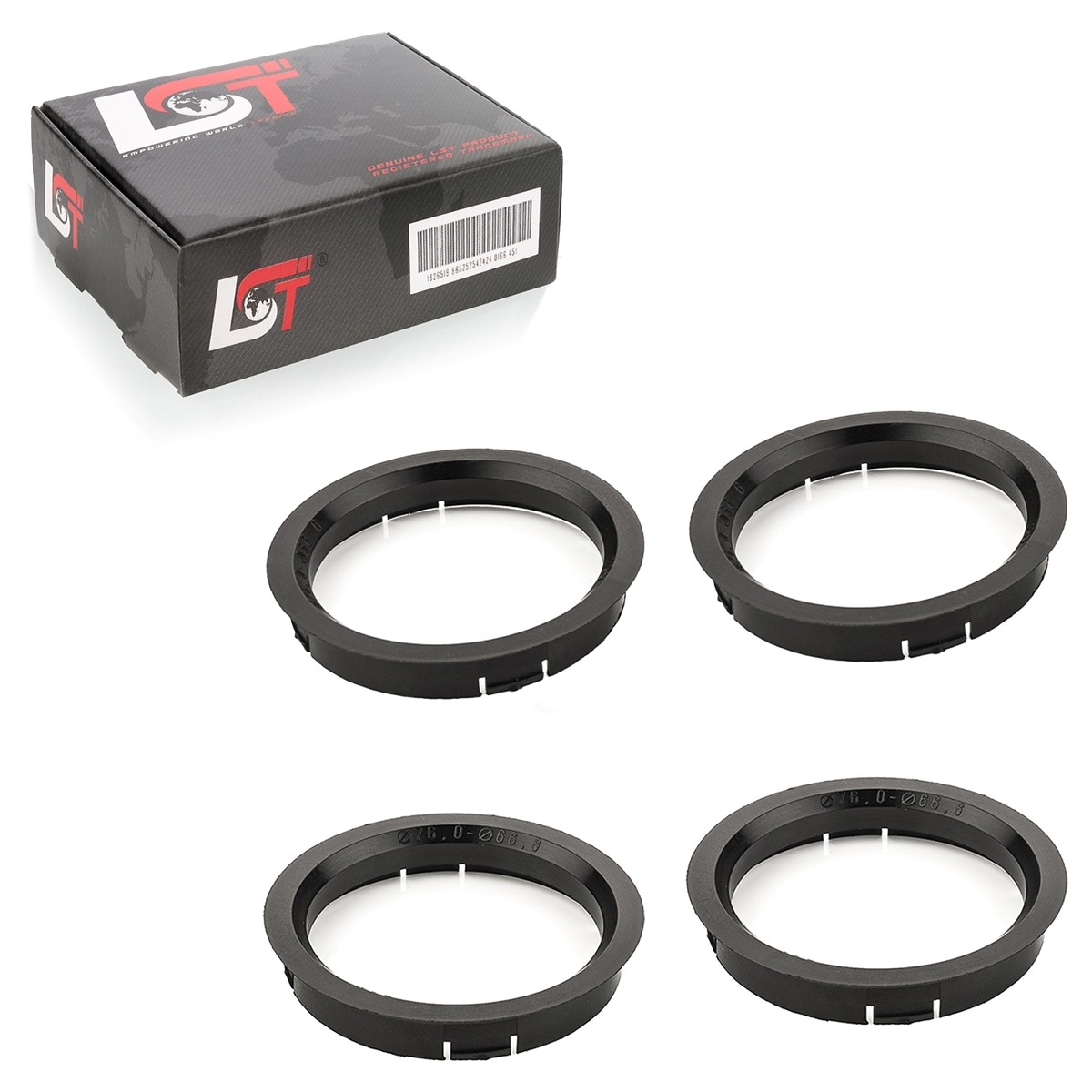 4x Centering Ring Spacer Black Alloy Wheels Ø 76,0 - 66,6 MM for BMW 2er 3er