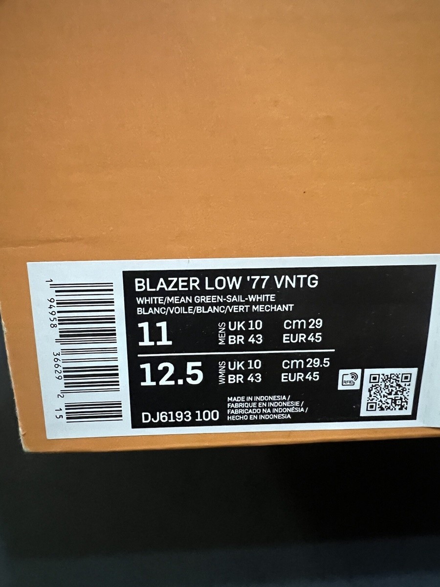 バイイー Sz 11 - NIKE BLAZER LOW '77 VNTG MENS 'SOCCER' [DJ6193-100] WHITE