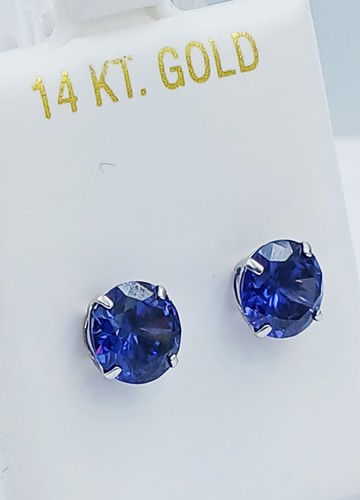 AAA TANZANITE 4.82 Cts STUD EARRINGS 14K WHITE GOLD - Brand New - Made in USA - Picture 6 of 7