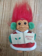 Russ TROLL DOLL Vintage Christmas Carols Caroler Red Hair Girl Figure VTG