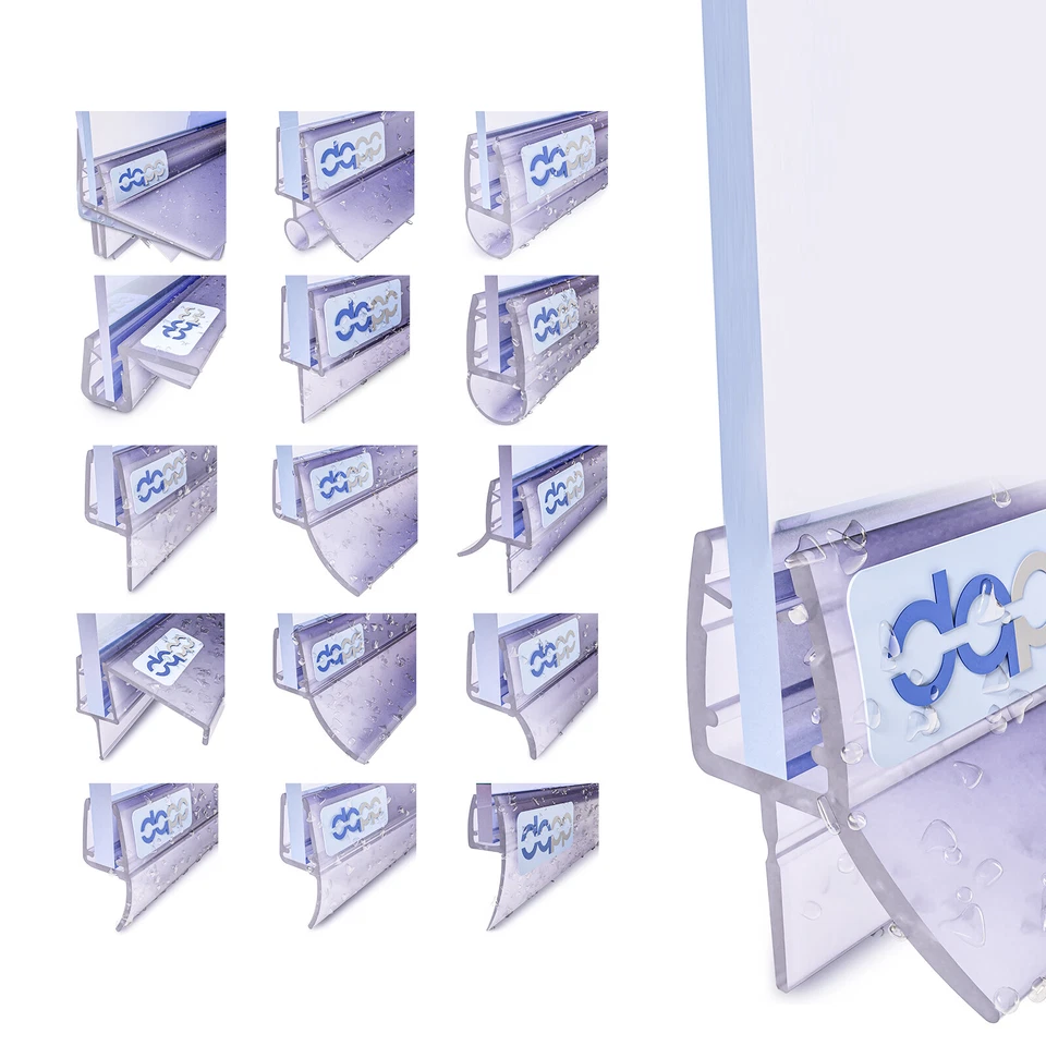 DQ-PP Duschdichtung Wasserabweiser elf Modelle Glasscheibe 3,5-12mm Duschtür Dusche