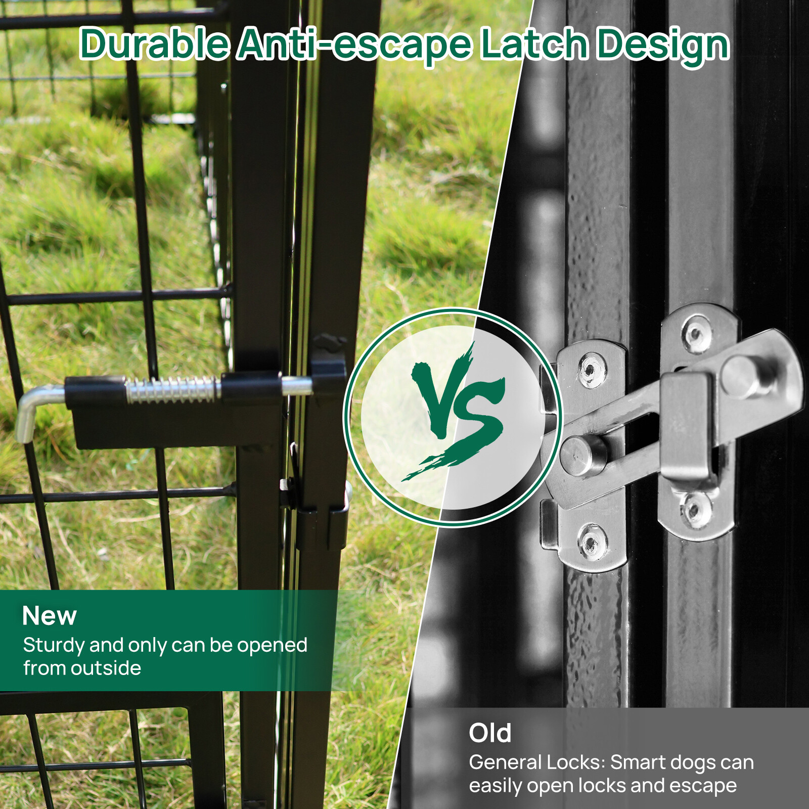 Large Outdoor Dog Kennel Metal Cage Chicken Enclosure Playpen w/Rotating Bowls