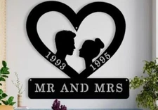 Personalized Love Couple Heart Metal name sign Home decor Outdoor Decor Gift